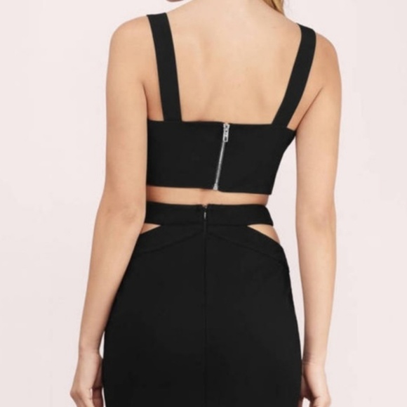 Tobi Black Cut Out Midi Skirt with slit - Picture 2 of 5